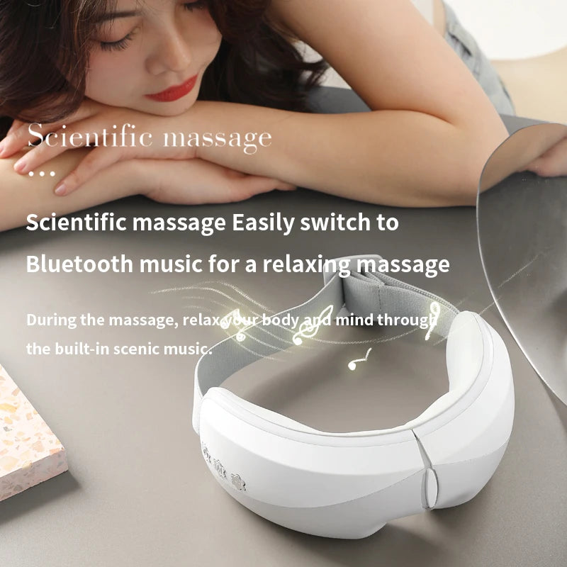 Heated Eye Massager Mask - Rechargeable Warm Eye Compress with Vibration Massage for Dry Eyes & Sleep Improvement