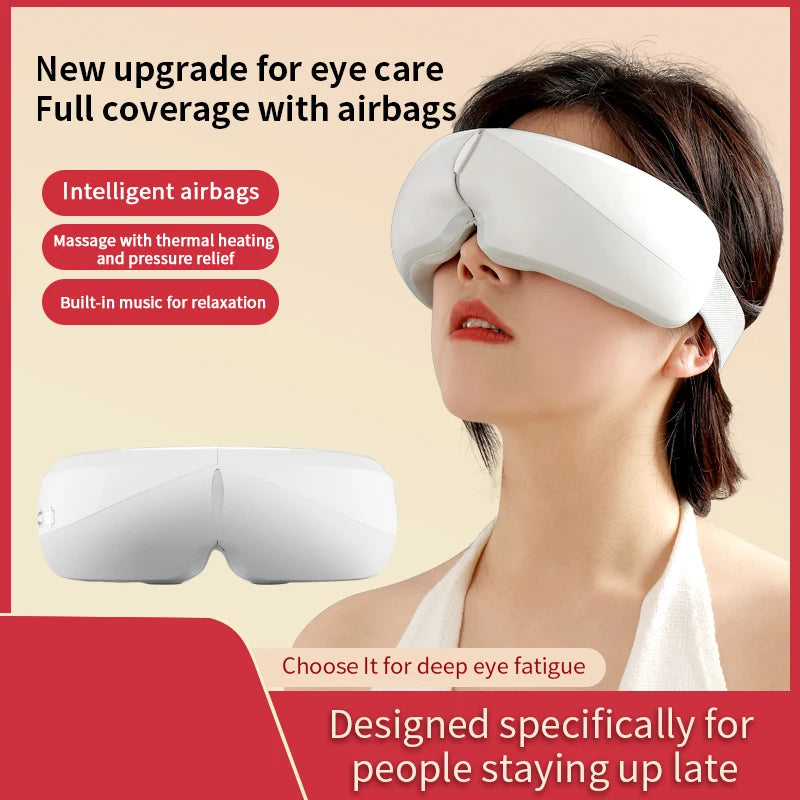 Heated Eye Massager Mask - Rechargeable Warm Eye Compress with Vibration Massage for Dry Eyes & Sleep Improvement