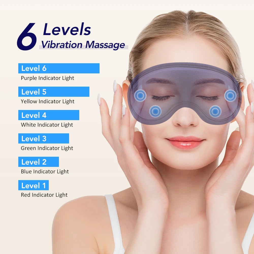 Electric Heated Eye Mask For Warm Dry Eyes Fatigue Relief 5 Levels Hot Compress 6 Vibration Eye Massager Sleeping Mask Blindfold