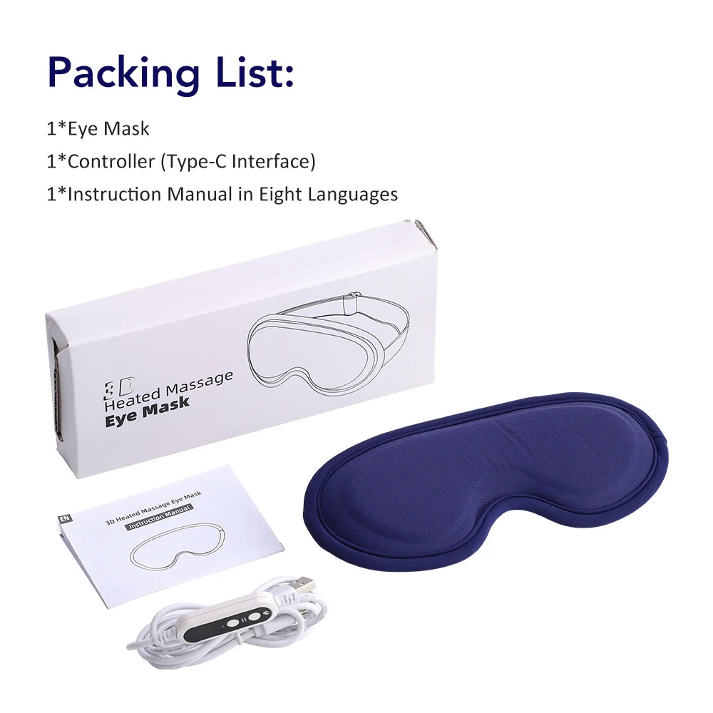 Electric Heated Eye Mask For Warm Dry Eyes Fatigue Relief 5 Levels Hot Compress 6 Vibration Eye Massager Sleeping Mask Blindfold