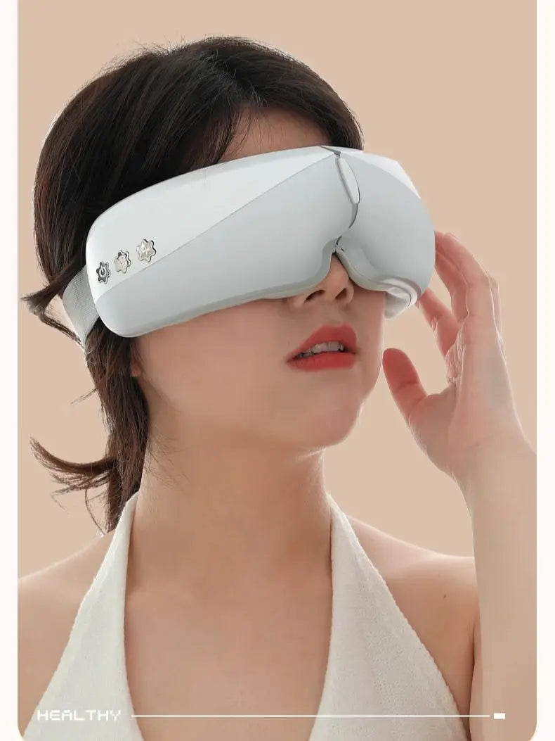 Heated Eye Massager Mask - Rechargeable Warm Eye Compress with Vibration Massage for Dry Eyes & Sleep Improvement